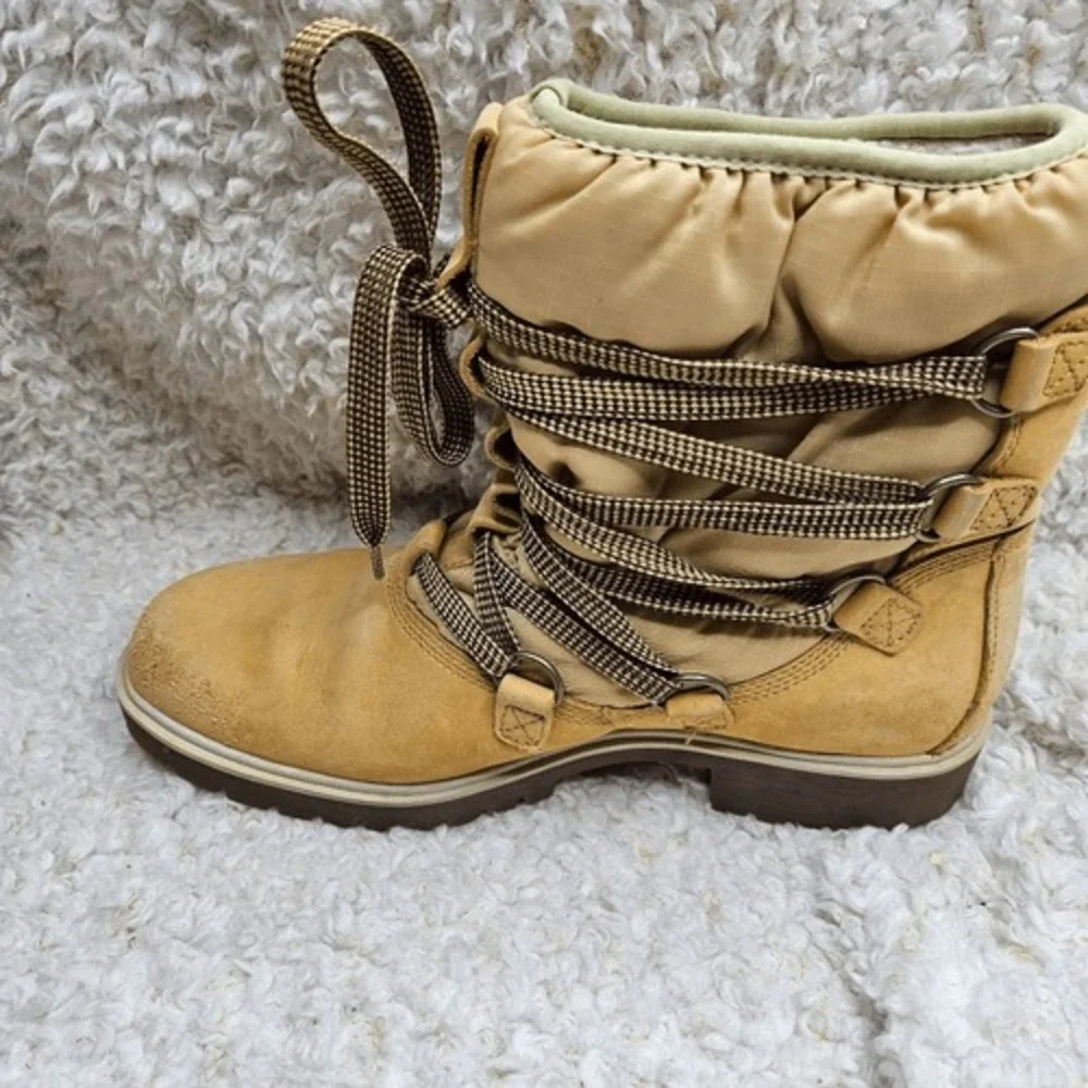 Timberland Winter Tim's in Wheat Leather Sherpa lined‎ Laceup boots sz 9